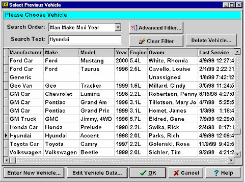 Vehicle Tracking Screen